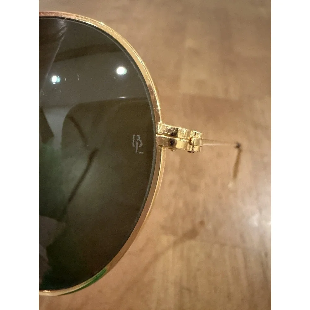 Vintage B & L Ray-Ban Gold Round Sunglasses Gold Plated W0607 Bausch & Lomb 90's